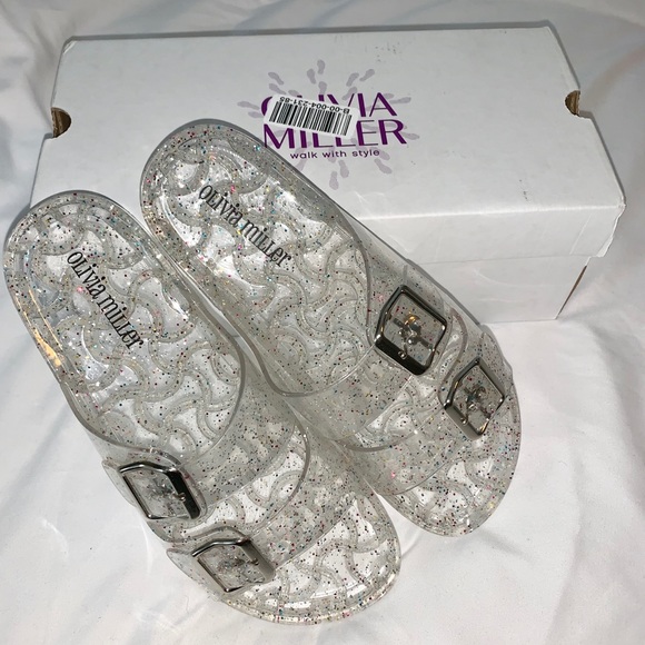 glitter jelly slide sandals